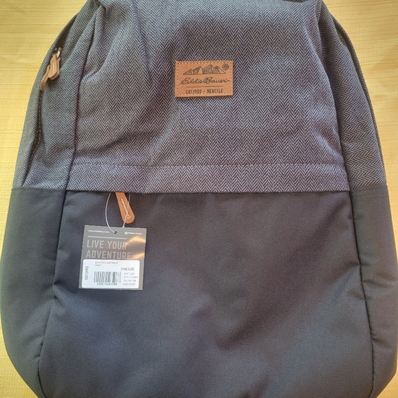 Eddie Bauer Handbags - NWT Eddie Bauer "Ashford" daypack/backpack in classy gray herringbone.NW…